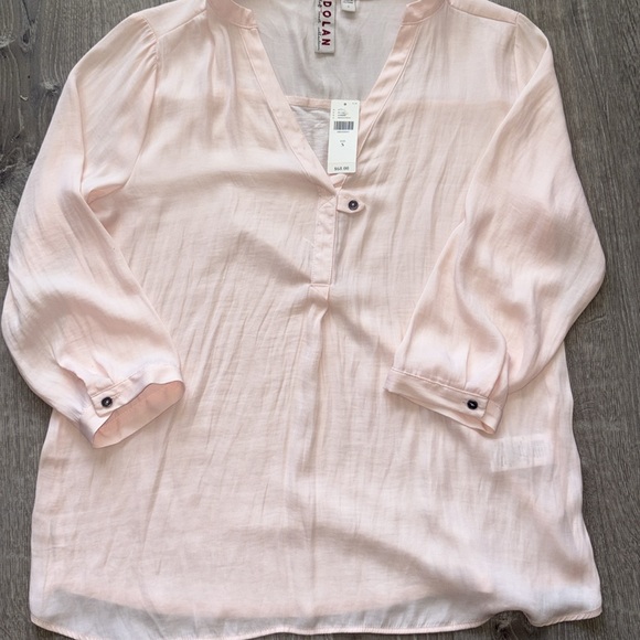 Dolan Light Pink V-Neck Blouse - Picture 2 of 8